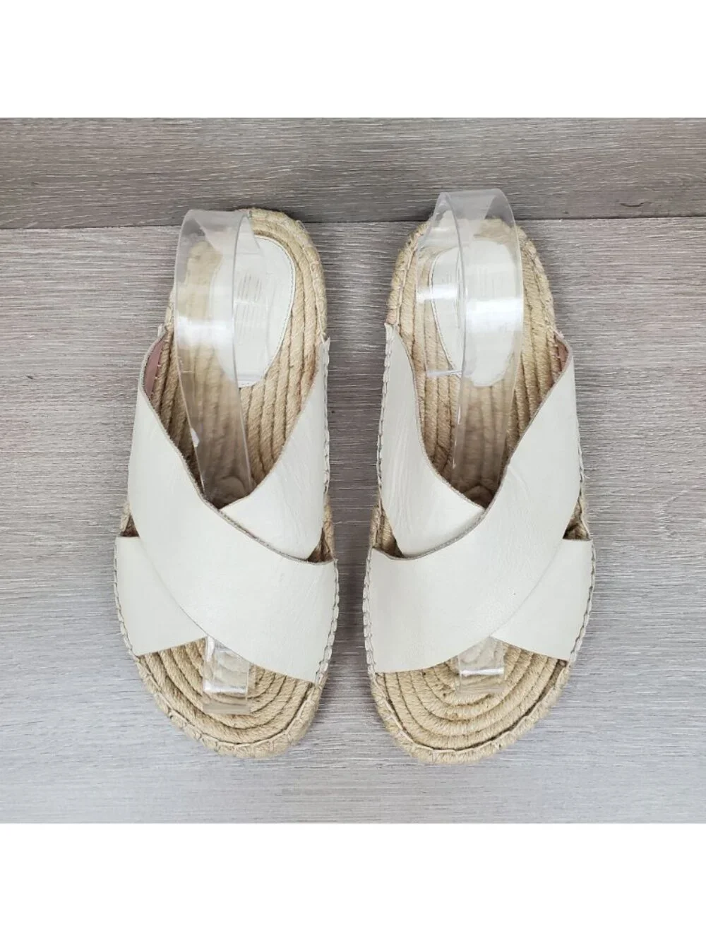Charlotte Stone white leather open toe criss cross espadrilles